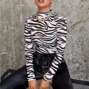 Sheer Zebra Mesh Top